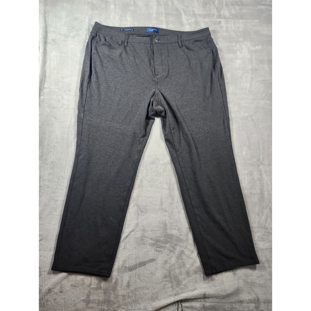 Talbots Pants Womens 18 W Gray High Waist Straight Leg Stretch Slimming